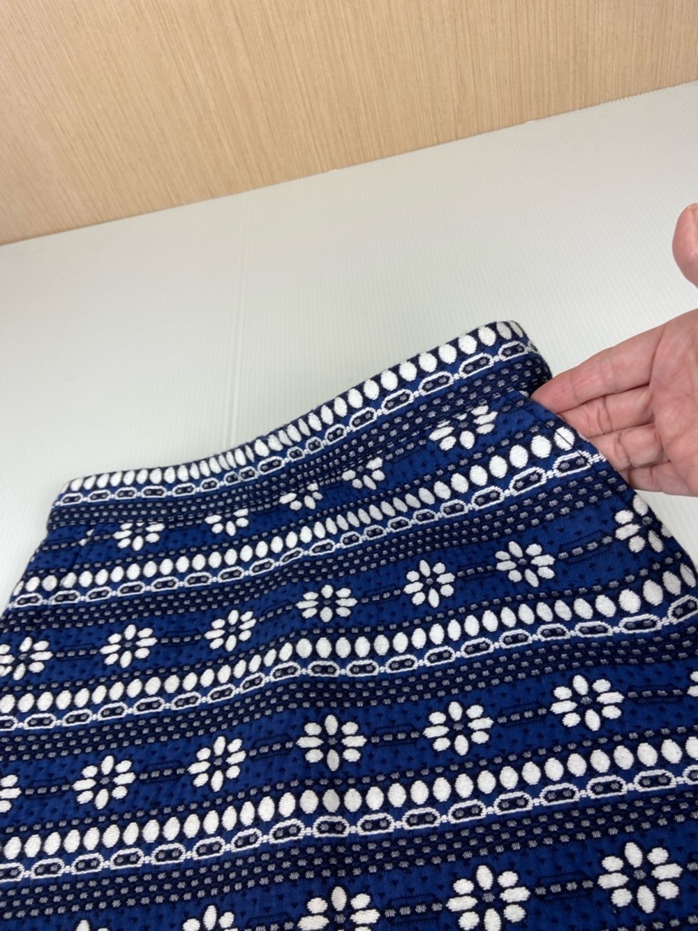 J. Crew Navy and White Floral Knit Mini Skirt - Picture 2 of 15